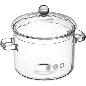 1900mL Kitchen Soup Pot Stovetop Large Pan Lid Glass Saucepan Cooking Household Stove Home Bowl 240308