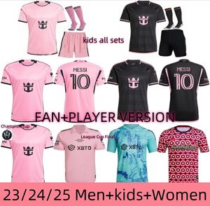 24 25 Fußballtrikots Inter Miamis cf Messis Women Football Shirt Sergio Suarez Pink Black Ligues Cup 2023 Final Champions Cup MLS 2024 2025 Kit Männer Kinderspieler Fan