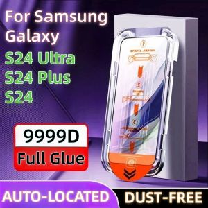 Samsung Galaxy S24 Ultra Auto Dust Remody Kit Screen Protector S24 +Plus S24ultra S23 S22 S21プラス8Kイージーインストール +小売ボックス用のプレミアム焼きガラスフィルム