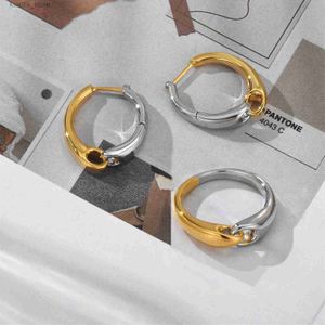 Cluster Rings Ins Gold/Silver Color Matching Chain Splicing Ring Niche Design Simple Fashion Earrings Autumn/Winter Women Accessories L240315