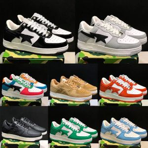 2023 Designer Casual Shoes Low For Mens Womens Sneakers Patent Läder Svart Vit Blue Camouflage Skateboarding Jogging Sports Star Trainers