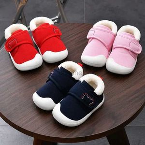 First Walkers Winter Kids Cotton Shoes Age 1-3 Plus Velvet Thick Solid Color Shoes For Young Child Boys And Girls Snowshoes Kids Shoes 240315