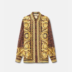 Męskie koszule designerskie marka odzież Męscy Long Rleeve Flower Print Dress Shirt Hip Hop Wysokiej jakości bawełniane topy 84159