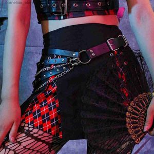 Gürtel Punk Goth Quaste Korsett Gürtel Schwarz Weibliche Taille Kette Gürtel Für Frauen Hohe Qualität Verstellbarer Bund Niet Inlay CummerbundsY240315