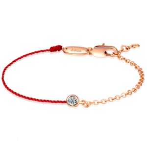 Tiktok Net Liu Yuning Same Bracciale in oro rosa rosso Trasferimento a vita da donna Semplice gioielli in corda con zirconi