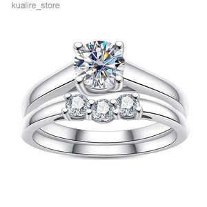 حلقات الكتلة Lesf 1 Carats Round Moissanite Diamond Wedding Ring For Women Engagement Gift Negredy Jewelry Free L240315