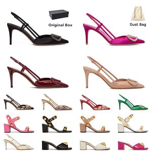 With Box Luxury Designer stud Sandals Women High Heels Leather Woman Rivet Dress Shoes Black Silver Gold Pink Pointed Peep-toes Lady Sexy Womens Sandale Size 35-42