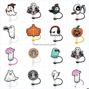 Drinking Sts Halloween Spooky Ghost Sile St Toppers Zubehör Er Charms Wiederverwendbare Spritzwassergeschützte Staubstecker Dekorative 8 mm Party Drop De Othxh