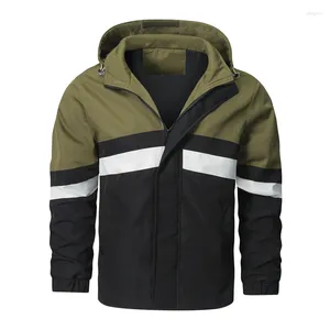 Men's Jackets Autumn Loose Large Size European With Hat Can Take Off Color Combination Jacket Casual Coat Trench