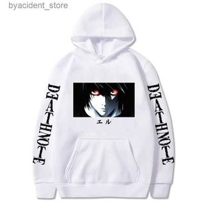 Herrtröjor tröjor 2023 Japan Death Note Yagami Light Print Anime Hoodie Streetwear Sweatshirts With Cosplay Hoodies Långärmad överdimensionerad Pullover L240315