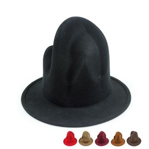 Berretto alto da uomo Cappello magico da uomo Cappello da mago Cappelli Fedora in feltro di lana per uomo Stile Inghilterra Autunno Inverno Moda Jazz Cappellini da roccia vulcanica