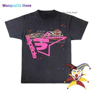 Wangcai01 2023 Yeni Moda Erkekler Tişörtler Pembe Young Thug SP5der 555 T Shirt Erkek Kadınlar 1 1 En kaliteli puf Baskı Örümcek Web Desen T-Shirt 144