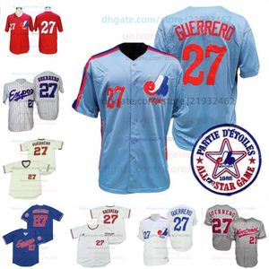 Montreal Expos Jersey Vladimir Guerrero Hall Of Fame Patch 2000 Azul Vermelho Malha Cinza Branco Botão Fãs Pulôver Riscas