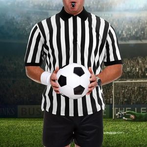 Striped Referee Shirt Mens Basketball Soccer Football V-Neck Referee Shirt Sweat Wicking Short Sleeve T Shirt for Women Men 240305