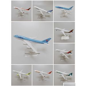 Aeronave Modle 16Cm Coreano Boeing B747 Airbus A380 Jeju Jin Tway B737 Seo Busan Asiana A320 Diecast Avião Modelo Avião 240307 Drop D Ot1Wx