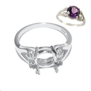 Anéis de cluster Beadsnice Sterling Silver 925 Jóias Finas Acessórios Redondos DIY Semi Mount Gem Ring Setting Diamond Wedding189M