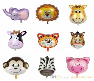 Mix animal folha balão selva safari dupla face dos desenhos animados balões para crianças tema zoológico festa de aniversário decoração supply3239059