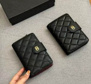 Luxury designer wallet classic Black caviar diamond passport wallet Genuine Leather multi-functional long mens wallet fold short zipper women's wallet card holder