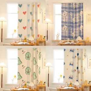 Curtains Cartoon magic tape curtain Blackout luxury warm and cold insulating thermal curtains short door window christmas Living room