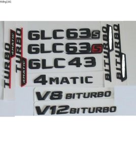 3D Matt Black Trunk Letters Badge Emblem Emblematy odznaki Zakładka do GLC43 GLC63 GLC63S V8 V12 BITURBO AMG 4MATIC9892445
