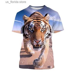 Mäns t-shirts mode cool djur tiger grafik t-shirts för män sommar personlighet trend casual strt stil tryckt o-hals korta slve tops y240315