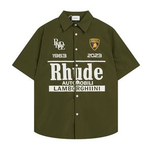 Rhude Mens T Shirt Designer T Shirt Classic Rhude Shirt Summer Heavy Fabric Couple Fashion Polos Shirts Men New Style High Quality Polo Shirt US Size 9043