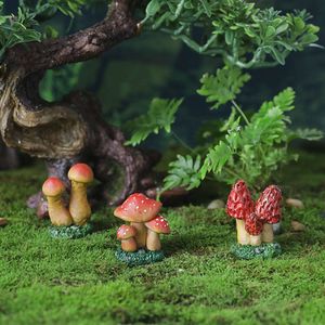 시뮬레이션 된 버섯 장식품, 이끼 마이크로 풍경, 즙이 많은 식물 화장 장식, DIY 정원 수지 공예품