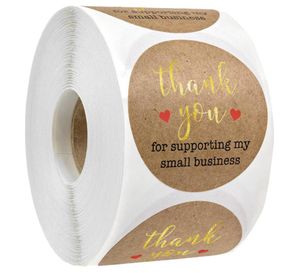 Kraftpapier-Aufkleber „Vielen Dank für die Unterstützung meines Kleinunternehmens“, Etikett, DIY-Weihnachtsgeschenkbox-Dekoration, 2,5 cm, 500 Stück 1323431