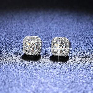 1CT 2CT Diamond Ear Studs kolczyki Kolczyki Test dla kobiet srebrna biżuteria 240227