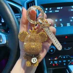 Designer Keychains Diamond-encrusted Crown Violent Bear car key chain anti-loss number tag pendant men's and women's car key chains Holiday gifts accessories FY1J