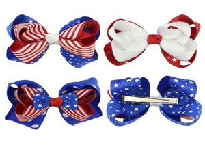 4th of July Girls Hair Bows Hair clip Flag Ribbons Hair accessories 35inch Independence Day American National Barrettes7806155