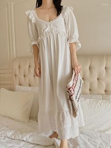 Women's Sleepwear Cute Nightdress Half Sleeve Summer Spring Solid Ladies Nightwear Lace French Style Princess Night Dress For Female