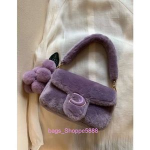 Factory Wholesale Nanfeng Chio2nd Grape Bobo Plush Bag Womens Autumn and Winter Hand Helda One-Shulder Cross-body