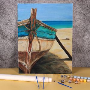 Number Handpainted Oil Painting Acrylic Paint Package Wooden Boat Picture for Coloring By Numbers Home Decoration Wall Art Crafts