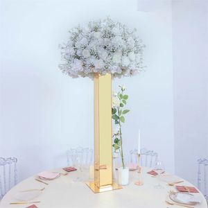 Großhandel handgemachte quadratische Eisen Metall Hochzeit Blumenbogen Ständer für Hochzeit Hintergrund Herzstück Hochzeit Tisch Mittelstück Rechteck Silber Gold Blumenständer