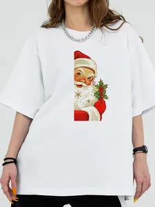 Mulheres Camisetas Ano Inverno Temporada Bonito Natal Chegada Mulheres Camisa Impressa Manga Curta Engraçado Gráfico Tee Moda Feminina