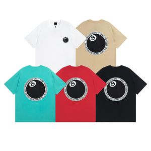 2024 INS Marka Mens Tasarımcı T Shirts High Street Bilardo Siyah 8 Gezegen Baskı Üst Kalı