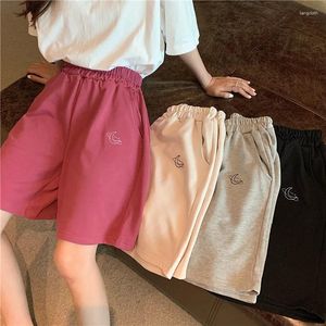 Pantaloncini da donna ricamati versione coreana estiva Pantaloni a cinque punte casual a gamba larga larghi a vita attillata