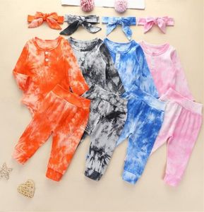 baby jumpsuits spädbarn pojke designers kläder tiedye barn kläder baby hoodie rompers tröja byxor leggings pannband bodysuits s1631870