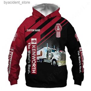 Herrtröjor tröjor kenworth kläder harajuku tröja topp anime hoodies för män kvinnor casual 3d tryck zip hoodies unisex överdimensionera hoodie l240315