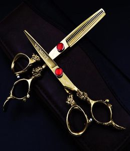 Hår sax Japan 6 tum Professionell frisörsuppsättning Skärning av tunnare Barber Shears Kit Salon Tools9195005