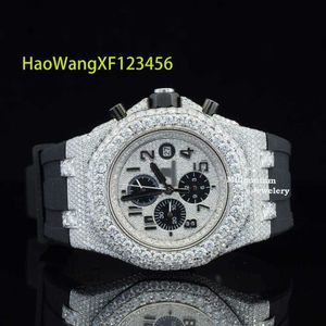 Лучший бренд Moissanite Diamond Iced Out Часы Круглой огранки Наручные часы в стиле хип-хоп с резиновым ремнем