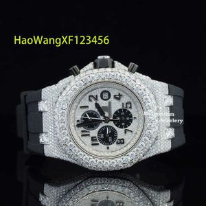 Top Marke Moissanit Diamant Iced Out Uhr Runde Cut Hip Hop Armbanduhr Gummi Gürtel