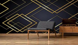 Bakgrunder Anpassade 3D PO WALLPAP Golden Lines Creative Geometric Mural Bedroom Living Room SOFA TV Bakgrund Väggpapper Hem DE5436835