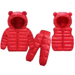 Piumino Moda Bambini Giacca invernale per ragazze Con cappuccio Vestiti caldi lucidi Ragazzi Bambini Infantile Tuta da neve impermeabile Pantaloni Cappotti