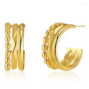 Brincos de parafuso prisioneiro WT-JFE87 WKT 2024 estilo de moda redondo grânulo em forma de C semi-circular design 18k banhado a ouro feminino celebração