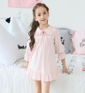 Пижамы для девочек, ночная рубашка для маленьких девочек, одежда из 100 хлопка, тонкая домашняя одежда с длинными рукавами, детские ночные рубашки 2y14y CJ1912028182461