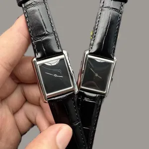 Lyxdesigner tittar på full rostfritt stål lädervattentät fyrkantig klockbransch fritid orologi kvarts batteri lysande armbandsur man gåva SB073 C4