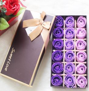 18PCS Rose Soaps Flower Packed Wedding Supplies Gifts Event Party Goods Favor Toilet soap Scented bathroom accessories8090612