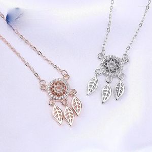 Chains Exquisite Women's Pure Silver Feather Necklace Pendant With Personalized Hollow Collarbone Chain